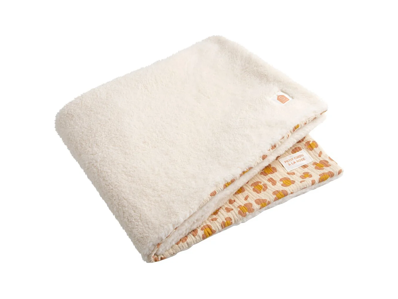Couverture bébé léopard en gaze de coton et sherpa PETIT CHOU - Sauthon