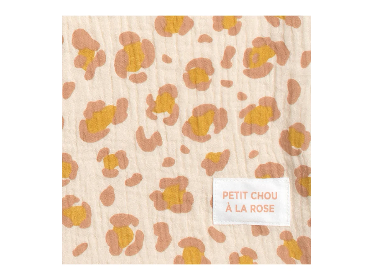 Couverture bébé léopard en gaze de coton et sherpa PETIT CHOU - Sauthon