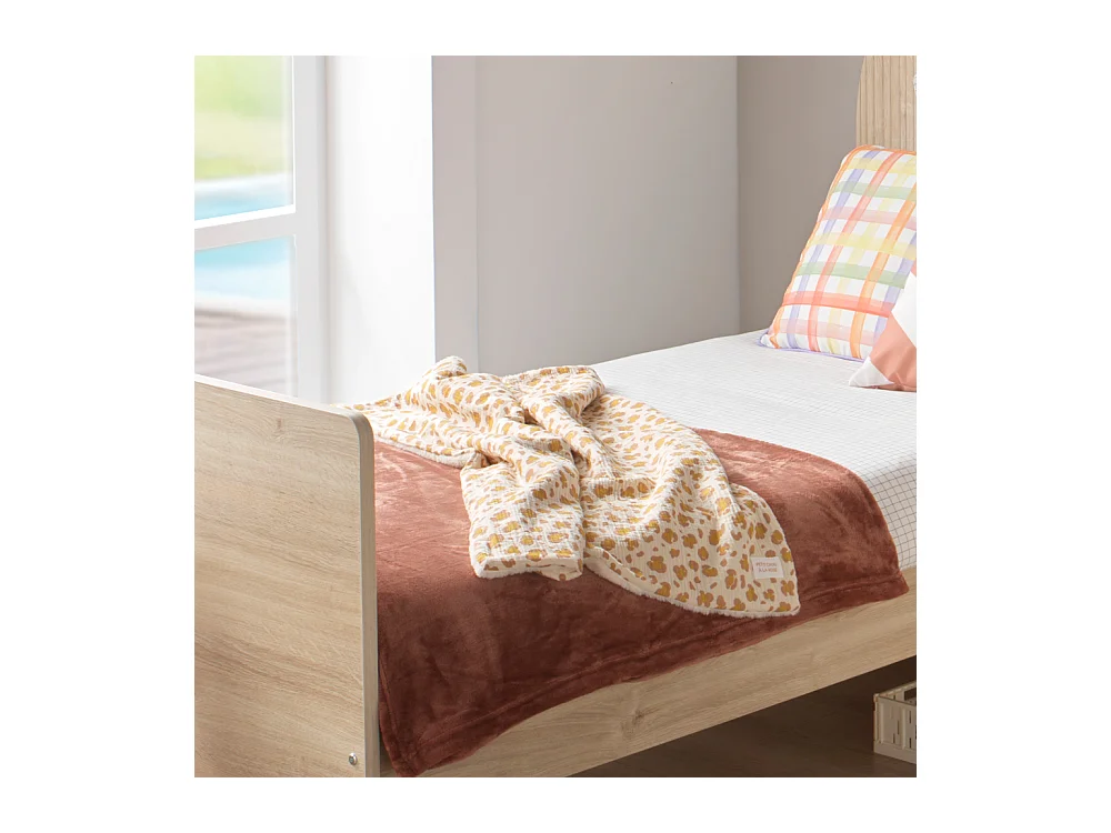 Couverture bébé léopard en gaze de coton et sherpa PETIT CHOU - Sauthon