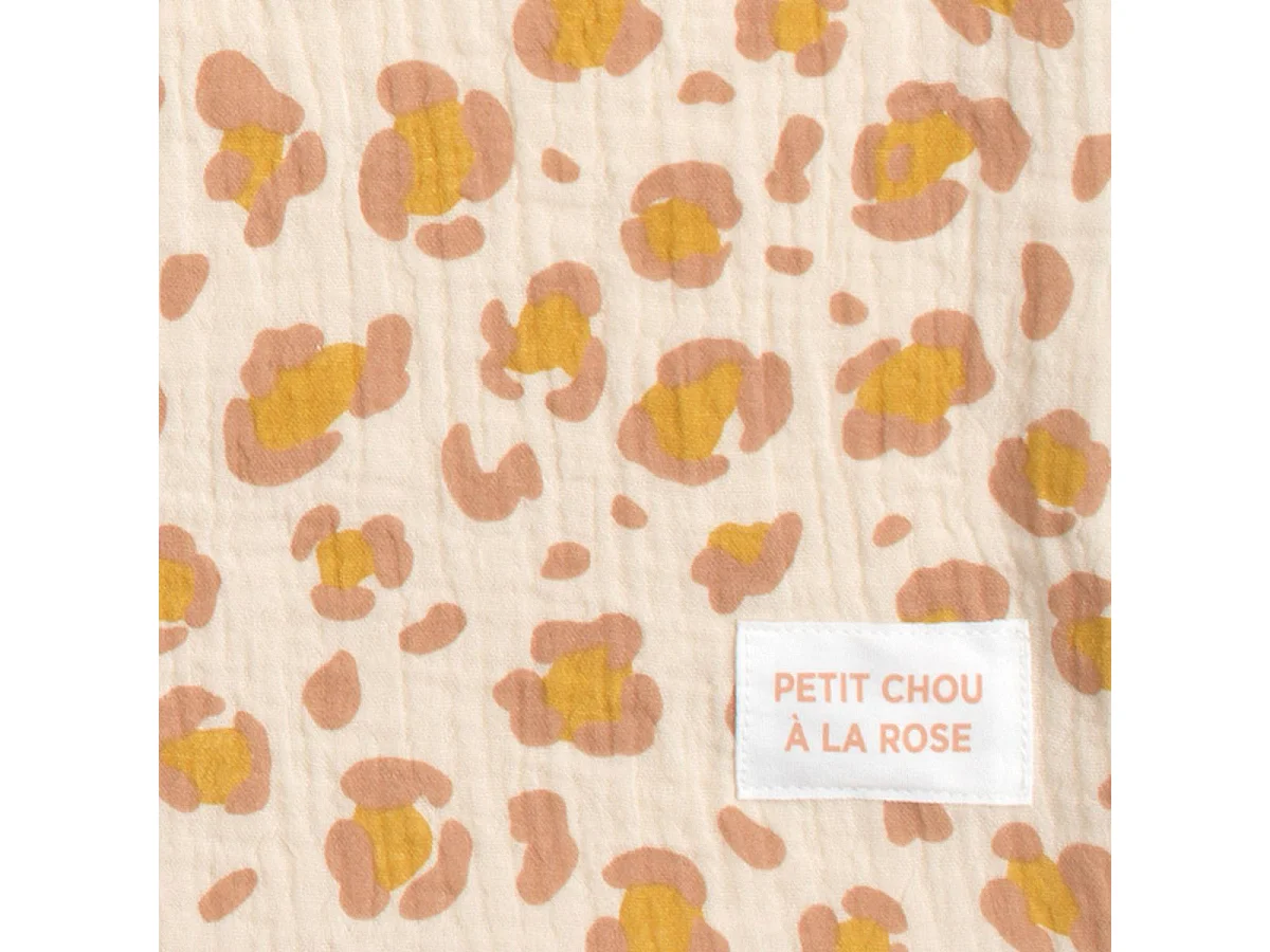 Couverture bébé léopard en gaze de coton et sherpa PETIT CHOU - Sauthon