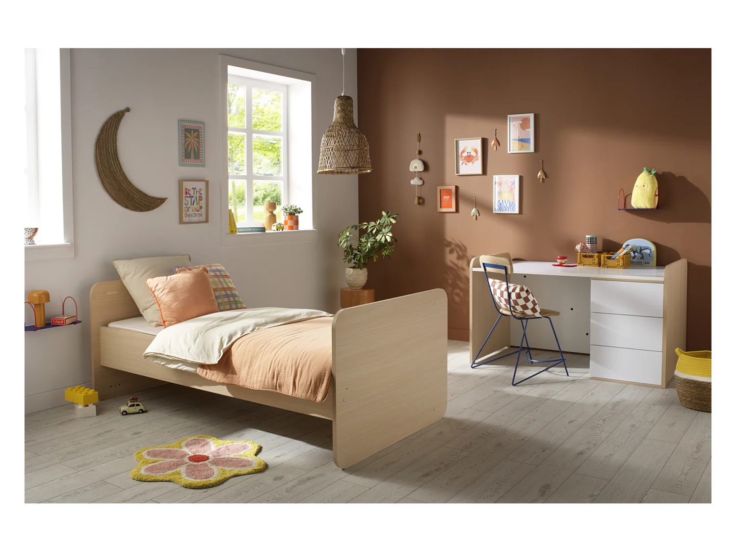 Lit combiné 140x70 évolutif en 90x190 avec commode à langer 3 tiroirs BALLOON - Sauthon