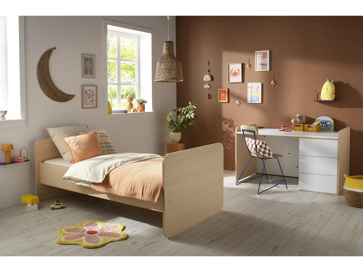 Lit combiné 140x70 évolutif en 90x190 avec commode à langer 3 tiroirs BALLOON - Sauthon