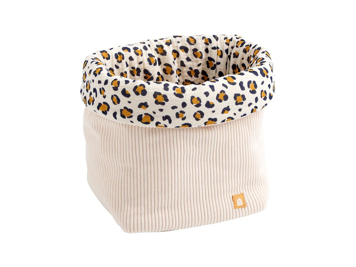 Lot de 2 panières de rangement en velours côtelé détail léopard LEOPARD - Sauthon