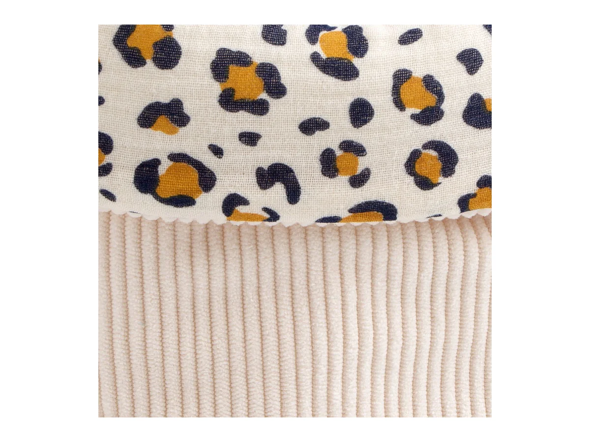 Lot de 2 panières de rangement en velours côtelé détail léopard LEOPARD - Sauthon