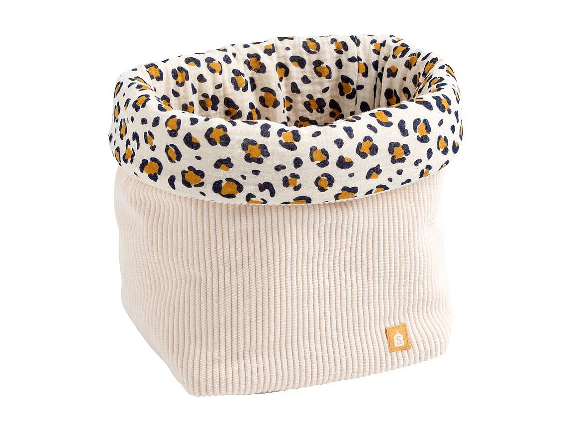 Lot de 2 panières de rangement en velours côtelé détail léopard LEOPARD - Sauthon