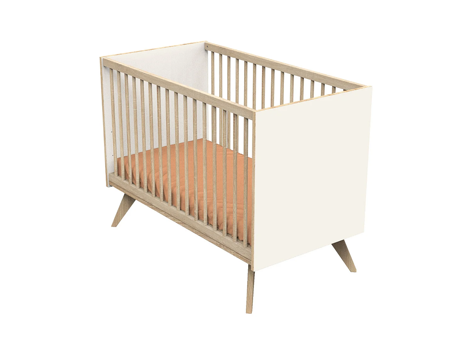 Lit bébé 120x60 à barreaux sur pieds décor vanille CAMILLE - Sauthon