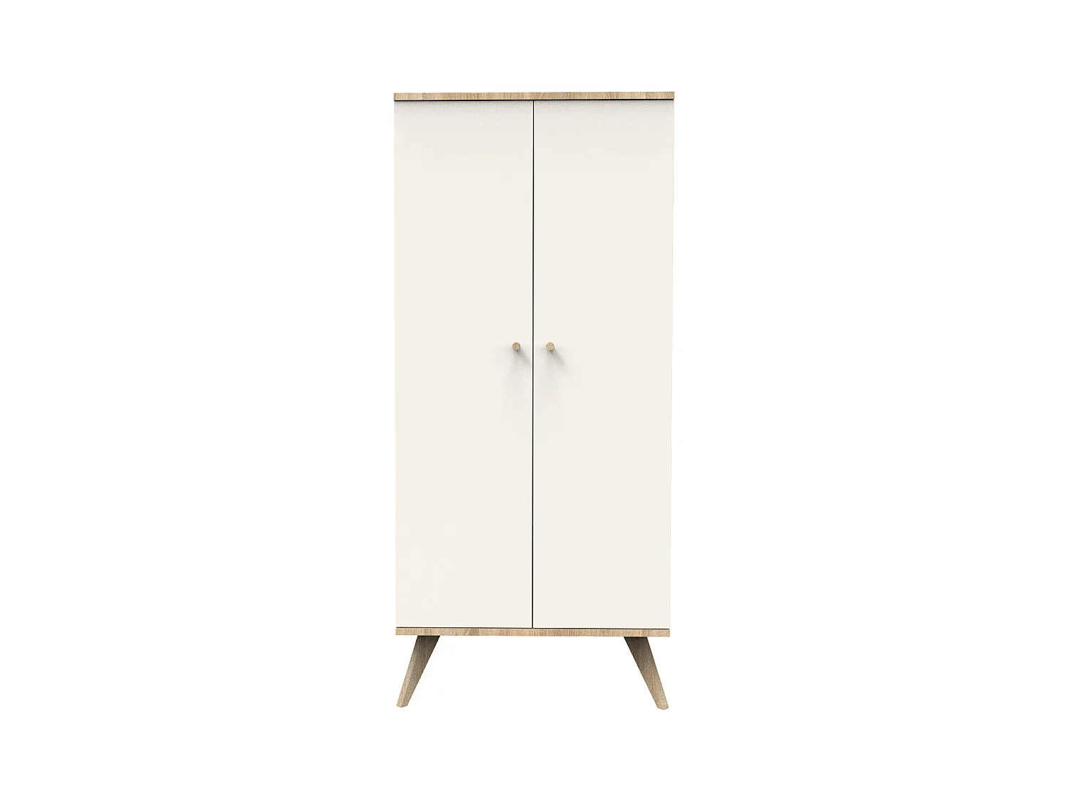 Armoire 2 portes avec pieds bois-décor vanille CAMILLE - Sauthon