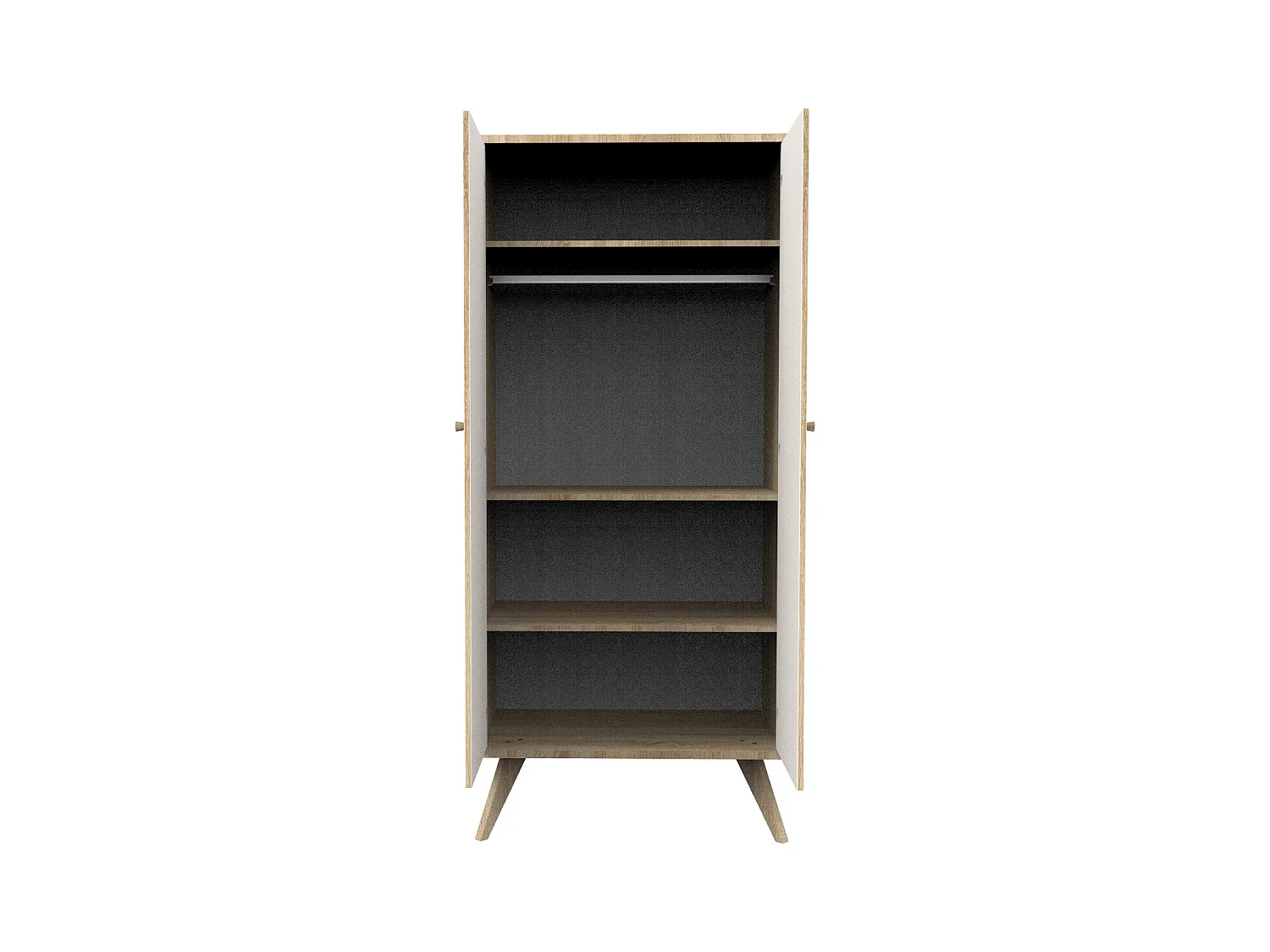 Armoire 2 portes avec pieds bois-décor vanille CAMILLE - Sauthon