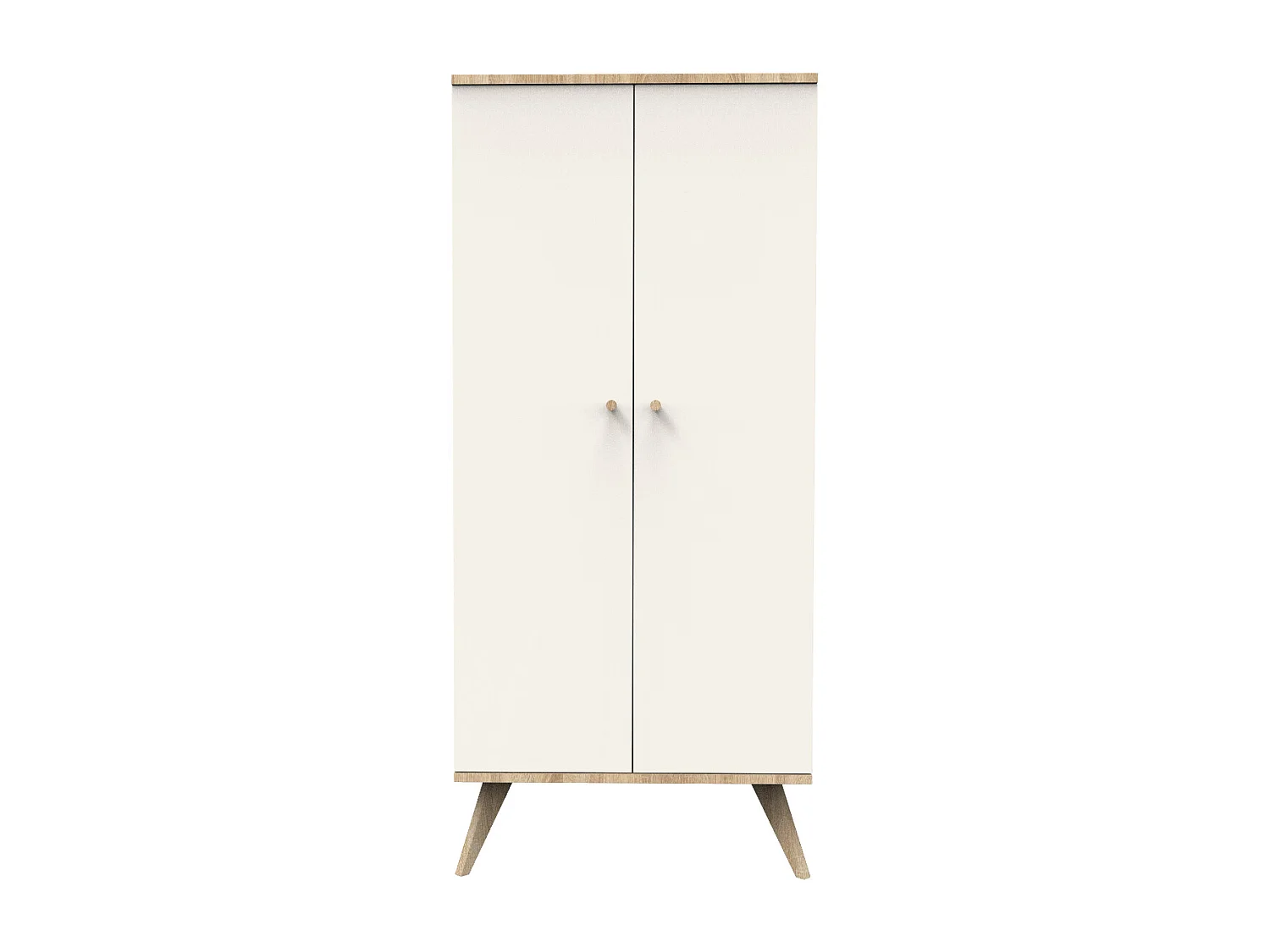 Armoire 2 portes avec pieds bois-décor vanille CAMILLE - Sauthon