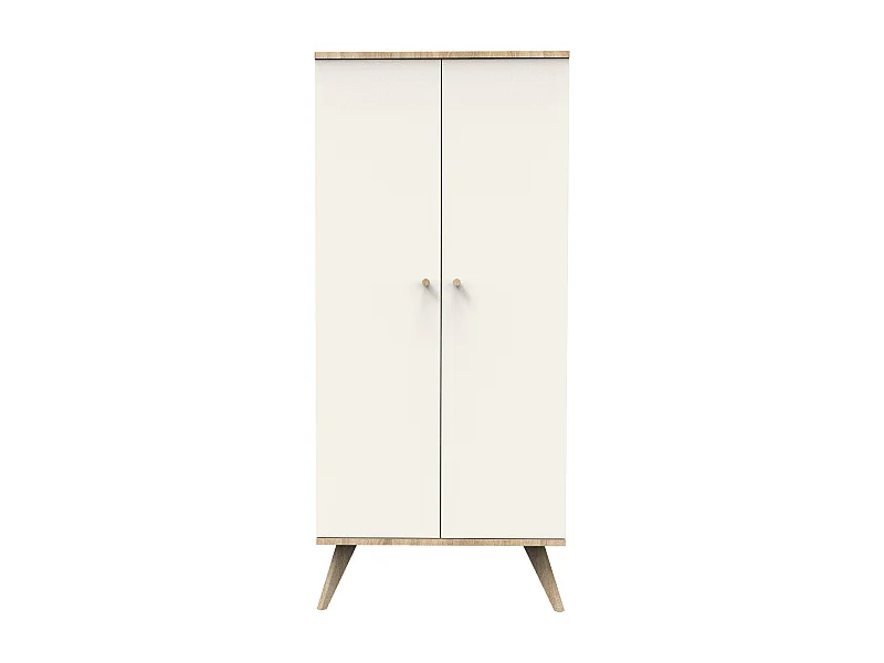 Armoire 2 portes avec pieds bois-décor vanille CAMILLE - Sauthon