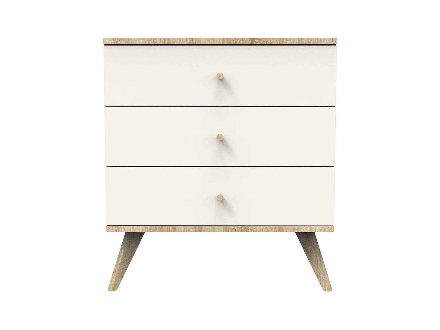 Commode 3 tiroirs avec pieds bois décor vanille CAMILLE - Sauthon