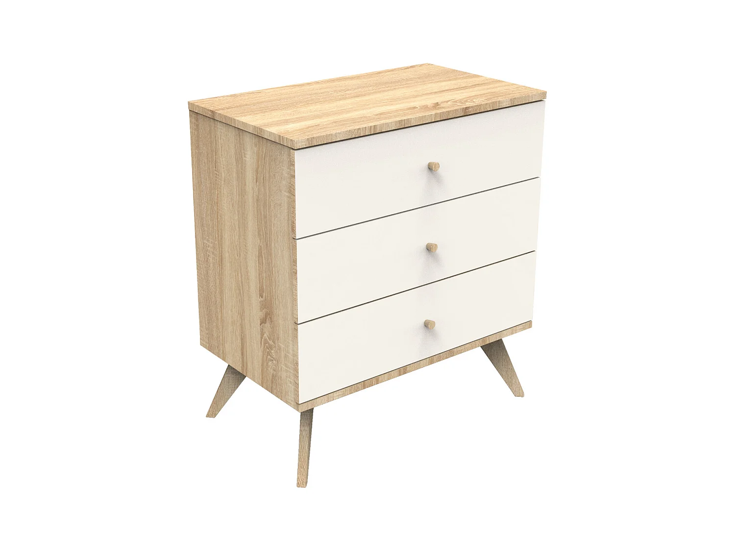 Commode 3 tiroirs avec pieds bois décor vanille CAMILLE - Sauthon