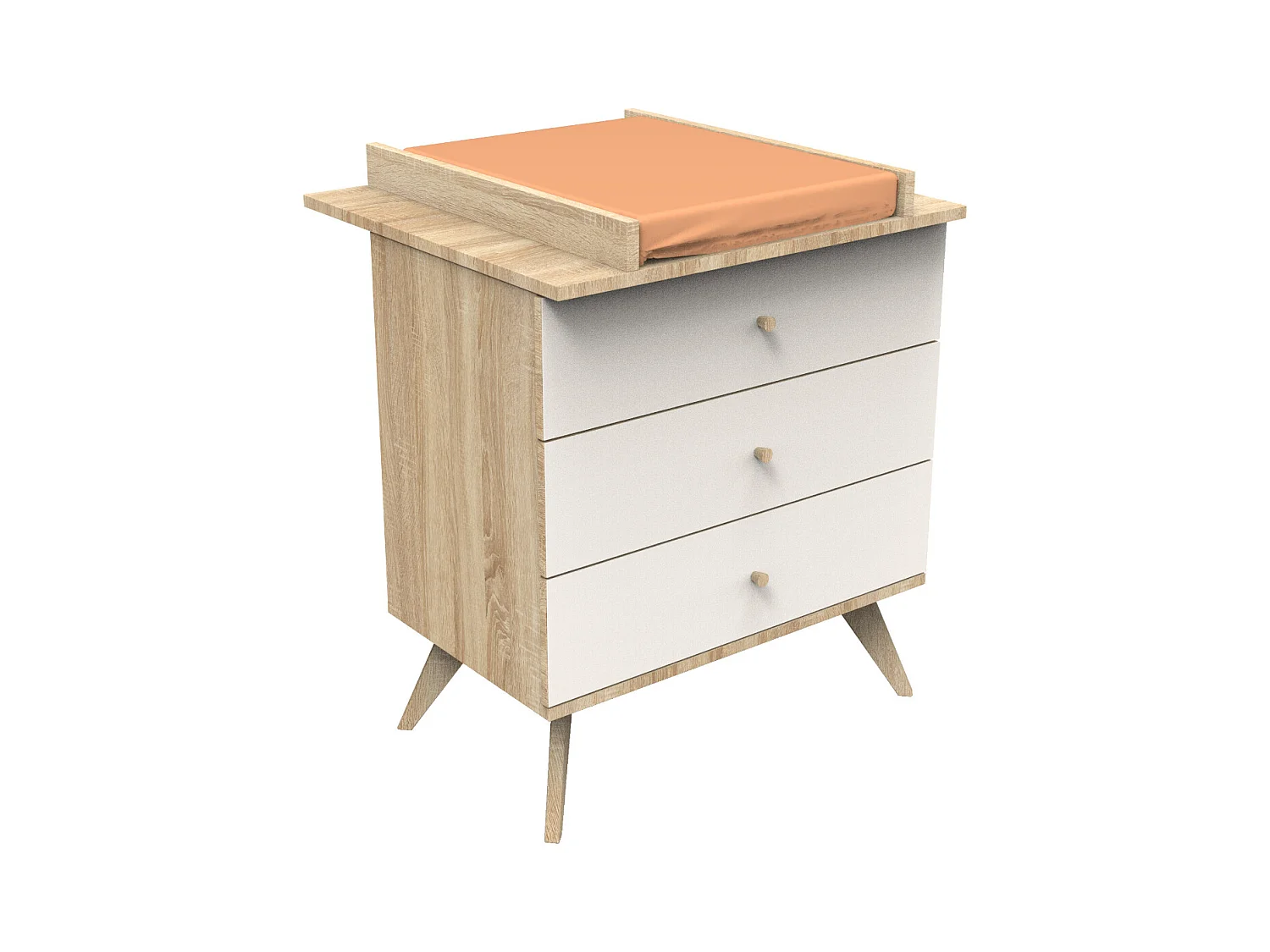 Commode 3 tiroirs avec pieds bois décor vanille CAMILLE - Sauthon