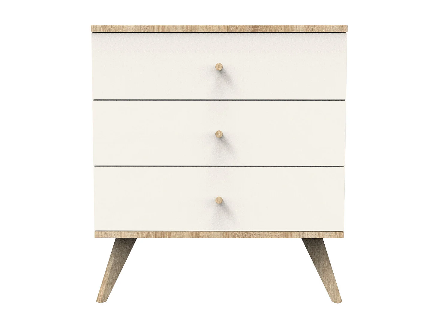 Commode 3 tiroirs avec pieds bois décor vanille CAMILLE - Sauthon