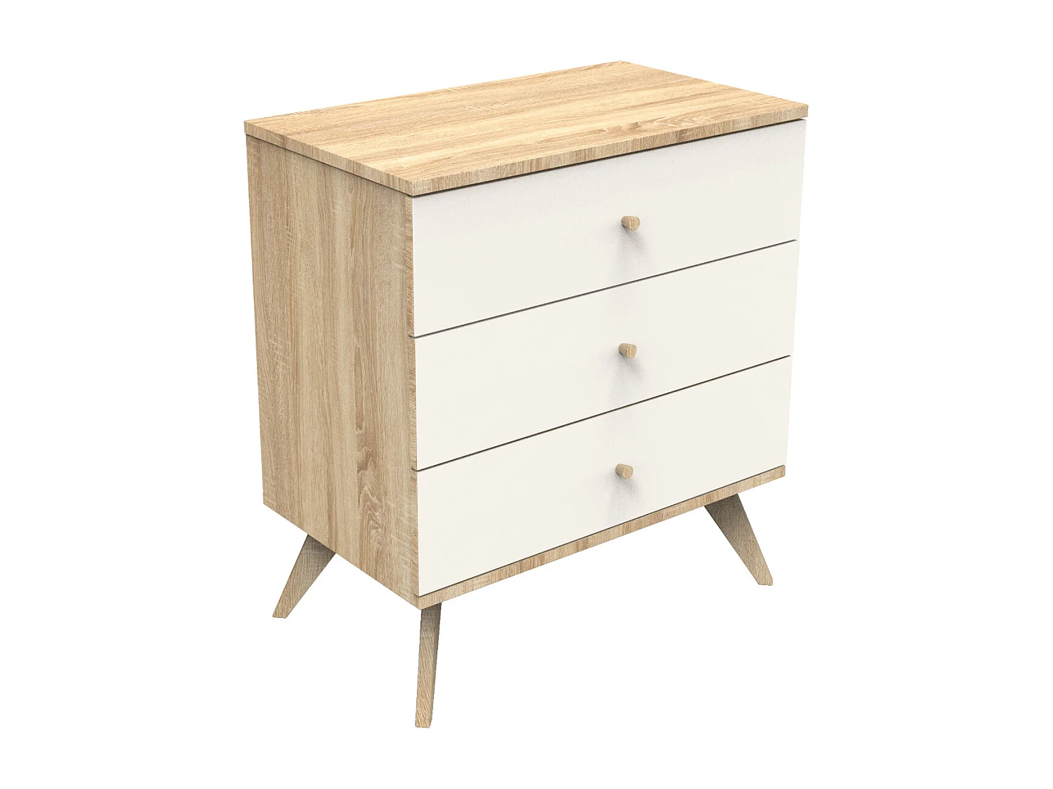 Commode 3 tiroirs avec pieds bois décor vanille CAMILLE - Sauthon
