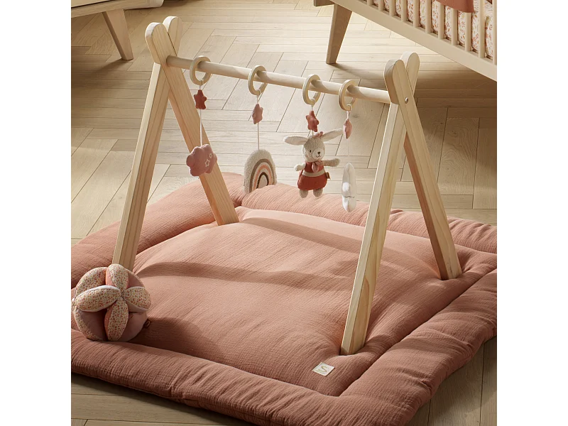 Arche d'éveil bois avec 4 jouets PETIT COEUR - Sauthon