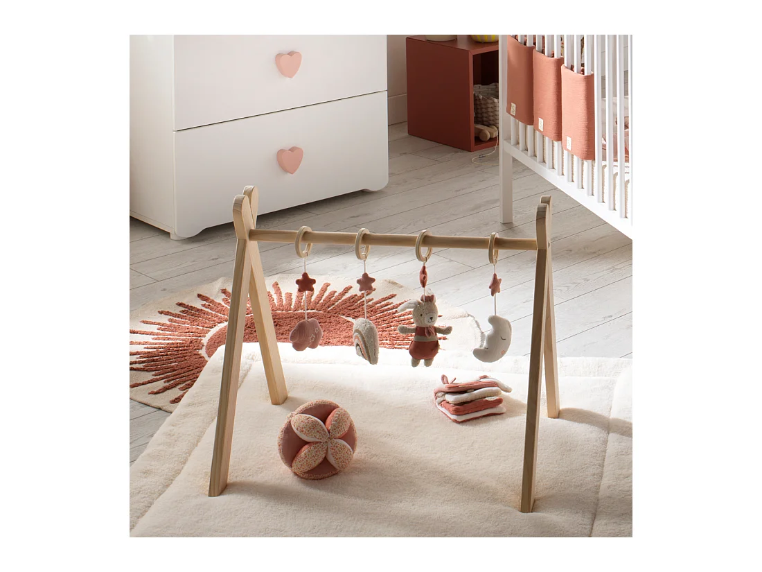 Arche d'éveil bois avec 4 jouets PETIT COEUR - Sauthon