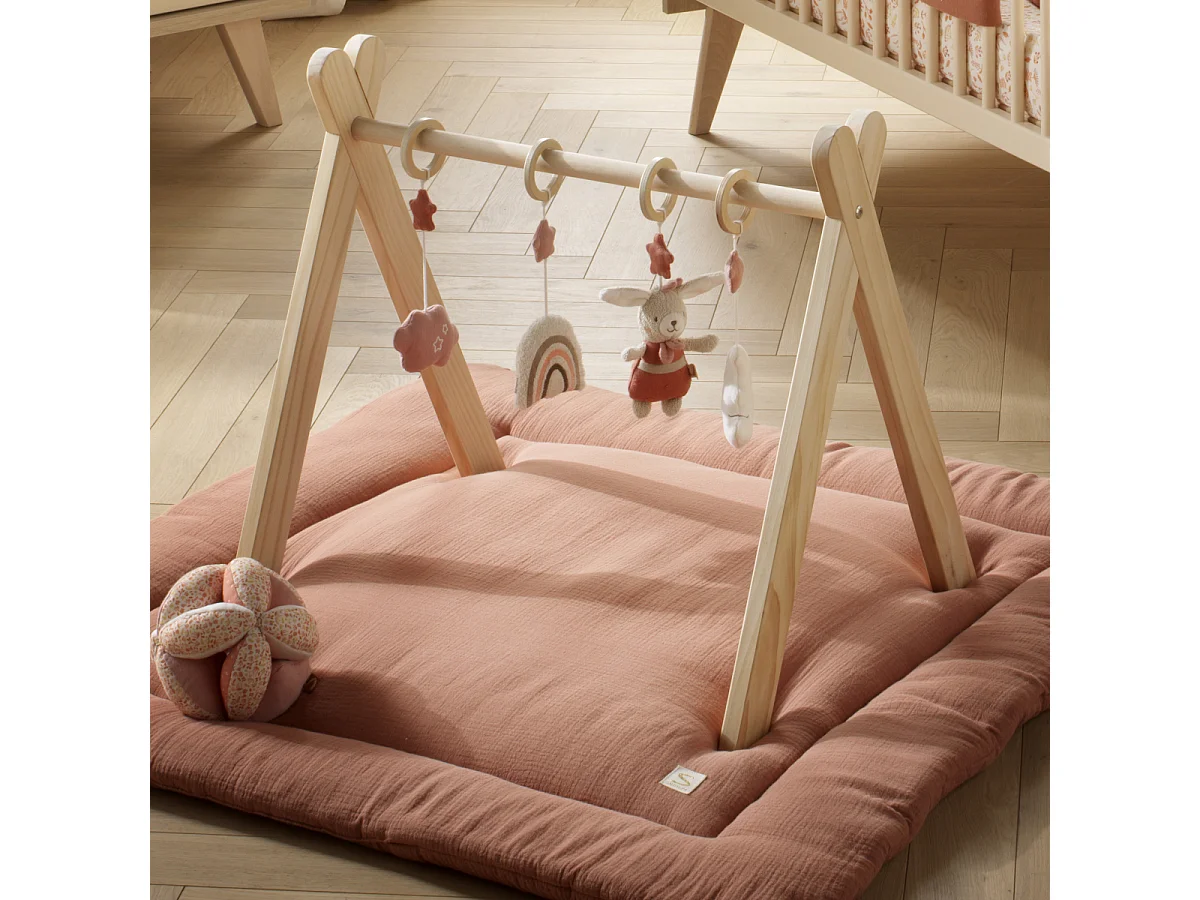 Arche d'éveil bois avec 4 jouets PETIT COEUR - Sauthon