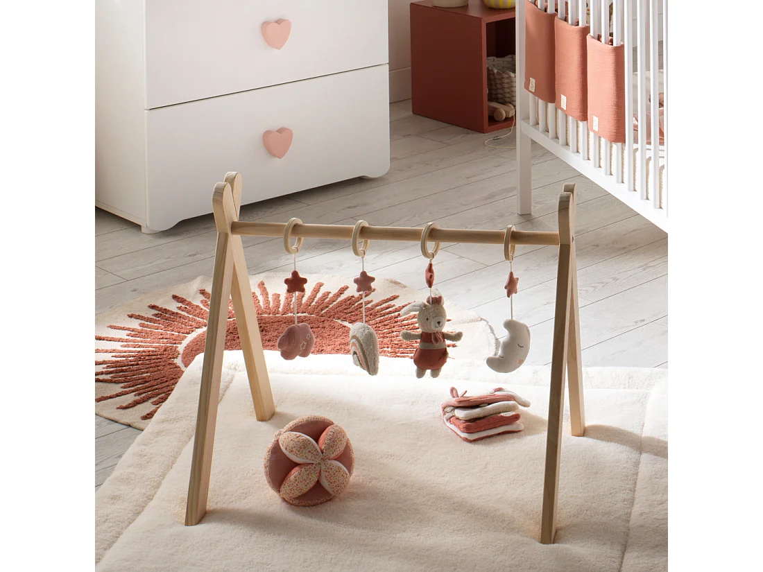 Arche d'éveil bois avec 4 jouets PETIT COEUR - Sauthon
