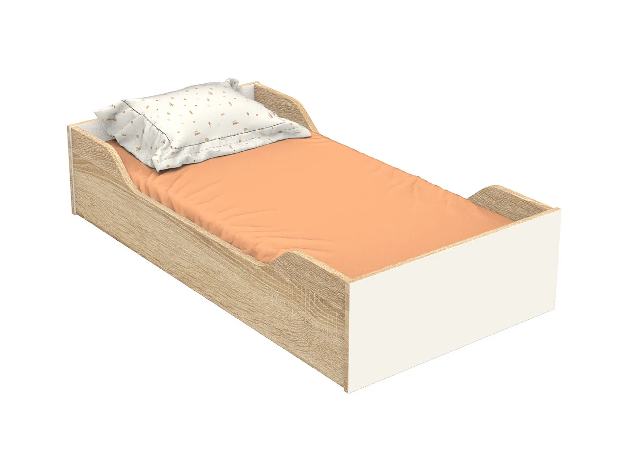 Lit bébé évolutif 140x70 - Little Big Bed décor vanille CAMILLE - Sauthon