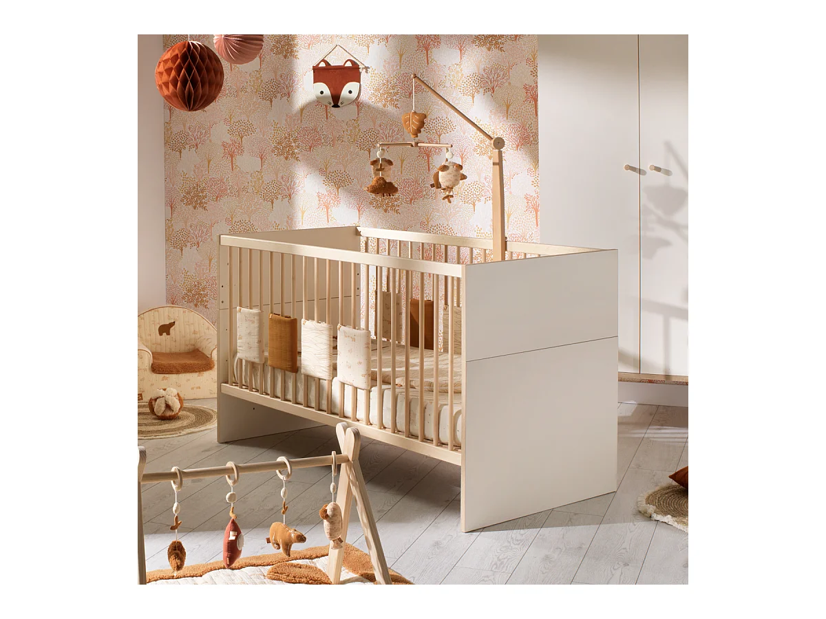 Lit bébé évolutif 140x70 - Little Big Bed décor vanille CAMILLE - Sauthon