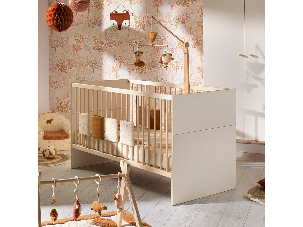 Lit bébé évolutif 140x70 - Little Big Bed décor vanille CAMILLE - Sauthon