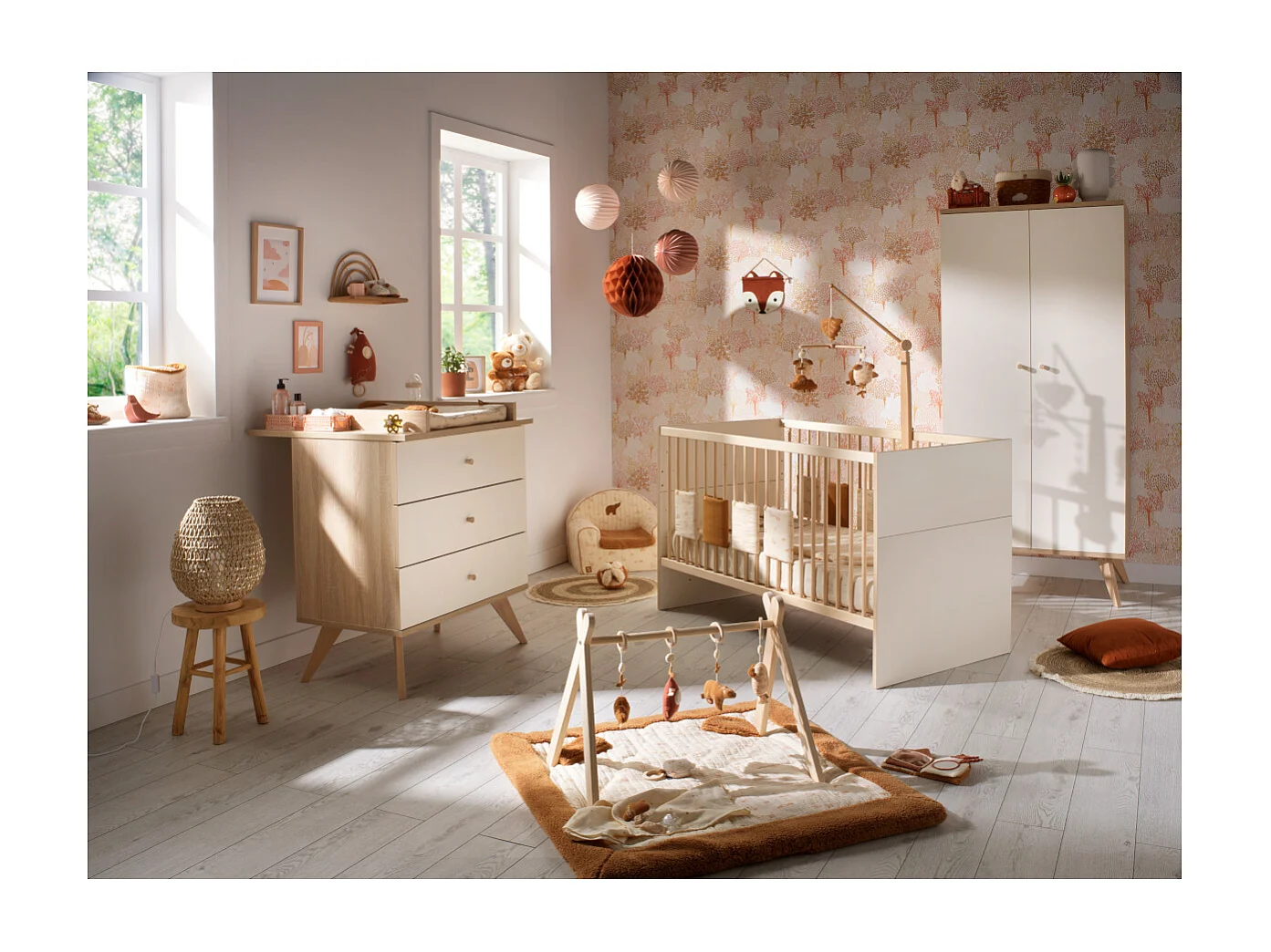 Lit bébé évolutif 140x70 - Little Big Bed décor vanille CAMILLE - Sauthon