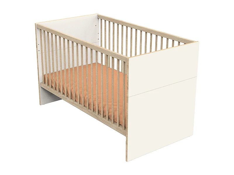 Lit bébé évolutif 140x70 - Little Big Bed décor vanille CAMILLE - Sauthon