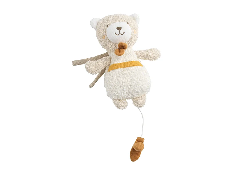 Peluche mini musical en bouclette coton bio PETIT SOLEIL - Sauthon