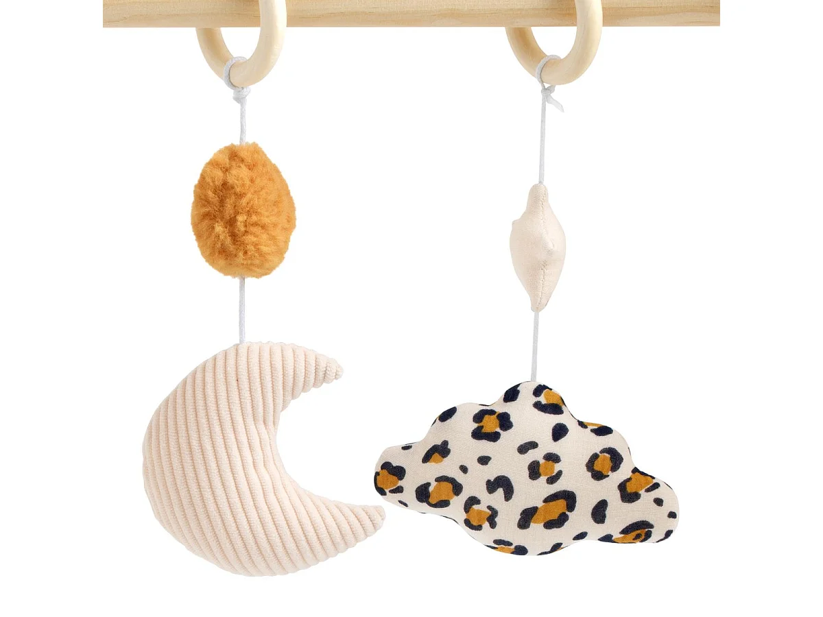 Houten speelboog met 4 speeltjes LEOPARD - Sauthon