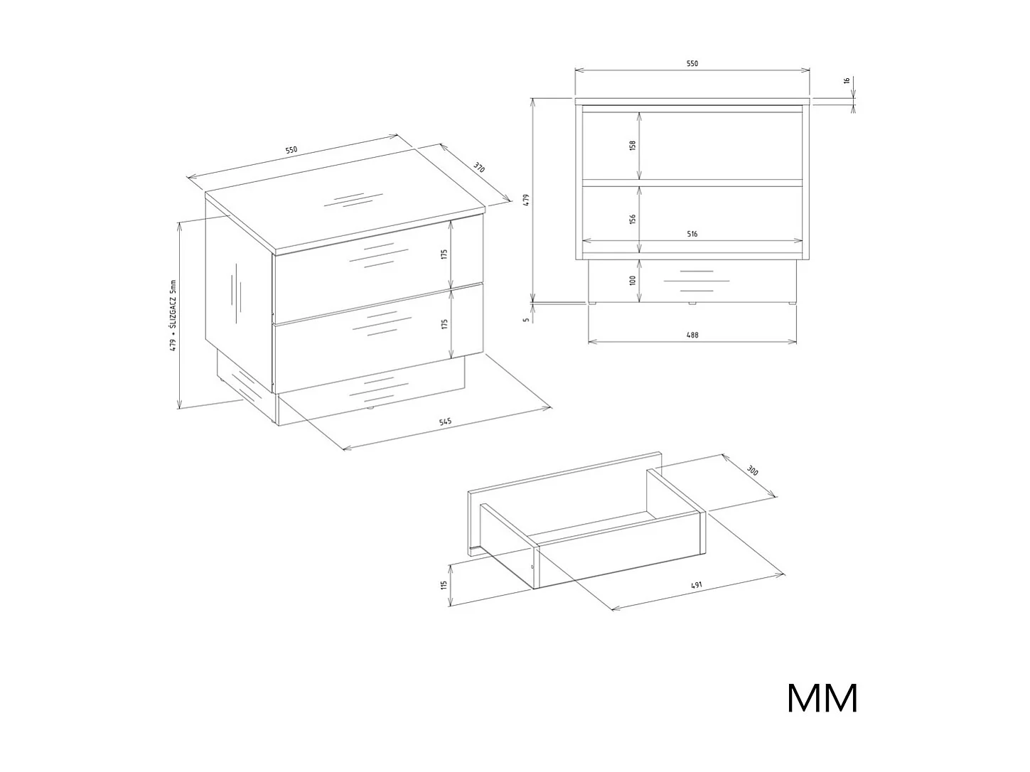 Table de chevet, cachemire / beige, 55 x 48 x 37 cm