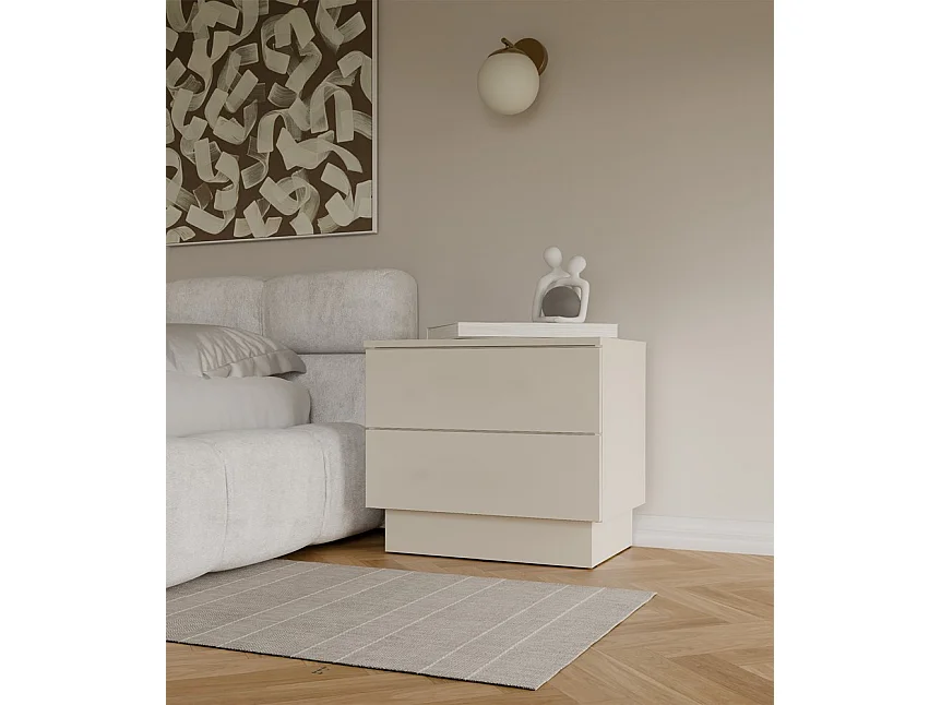 Table de chevet, cachemire / beige, 55 x 48 x 37 cm