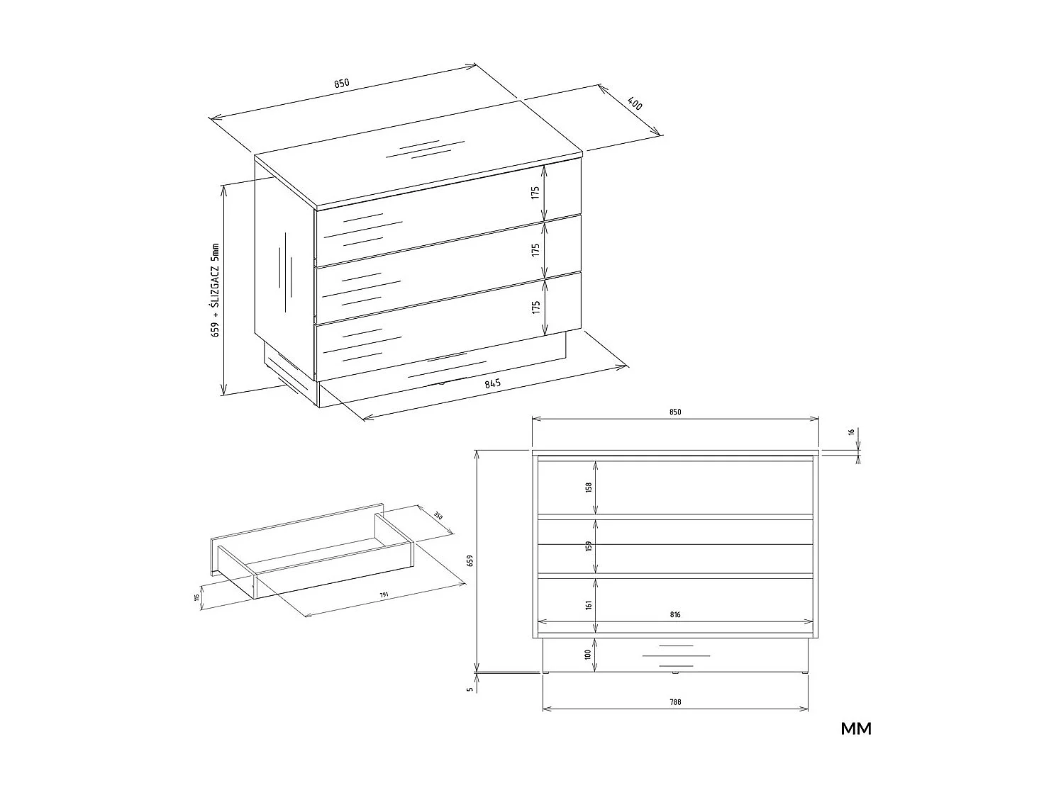 Commode, cachemire / beige, 85 x 66 x 40 cm