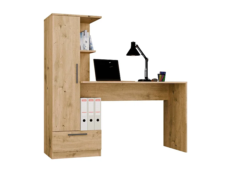 Bureau, chêne Artisan, 143 x 140 x 50 cm