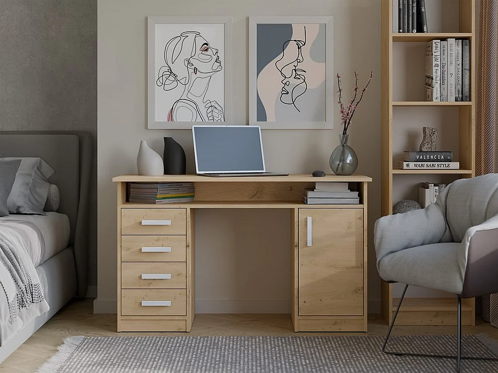 Bureau, chêne Artisan, 125 x 75 x 55 cm