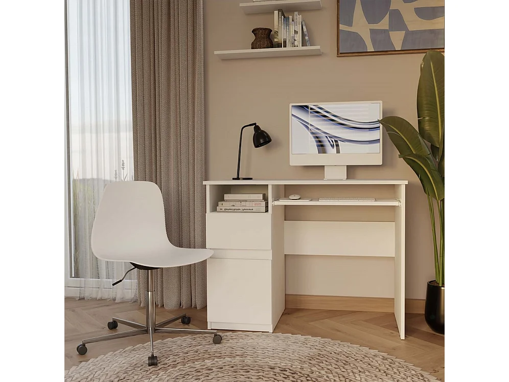 Bureau, blanc, 98,5 x 75,5 x 51 cm