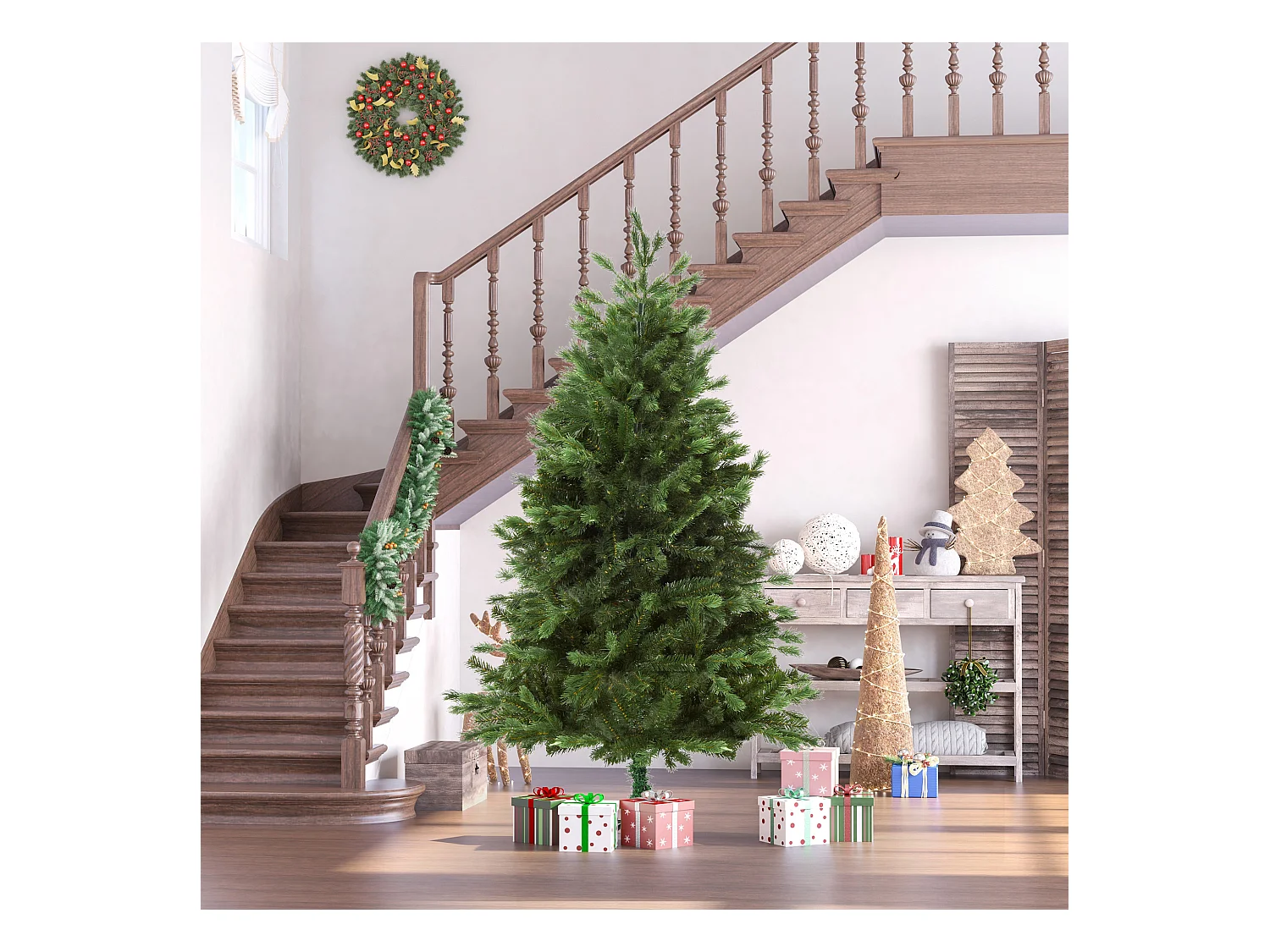 Albero artificiale gigante con rami e base rimovibile in pvc verde