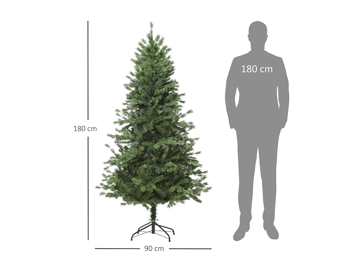 Albero artificiale gigante con rami e base rimovibile in pvc verde