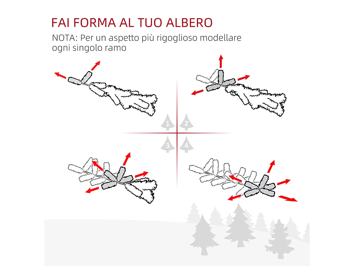 Albero artificiale gigante con rami e base rimovibile in pvc verde