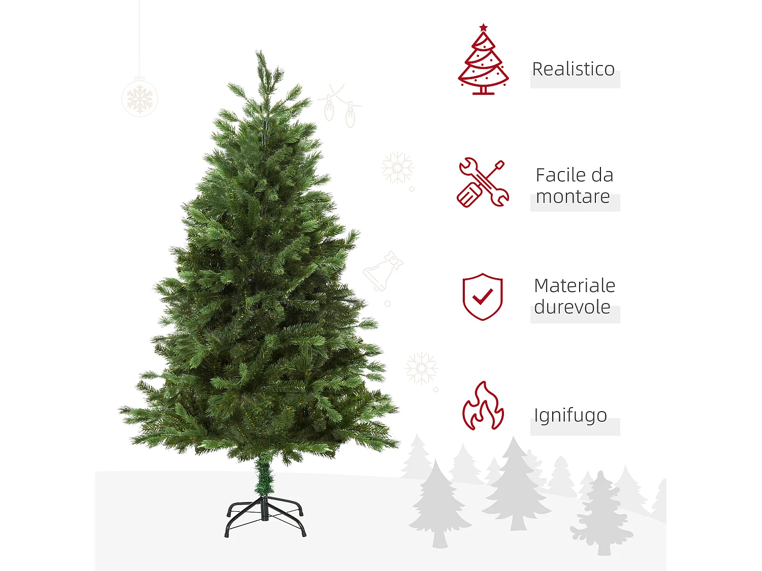 Albero artificiale gigante con rami e base rimovibile in pvc verde