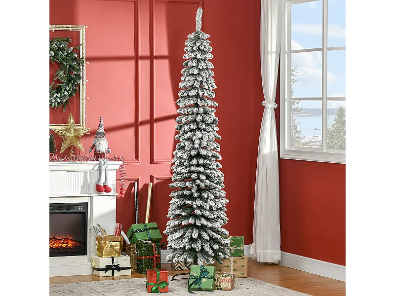 Albero di natale innevato a 3 sezioni con 490 rami 54x54x210 cm verde