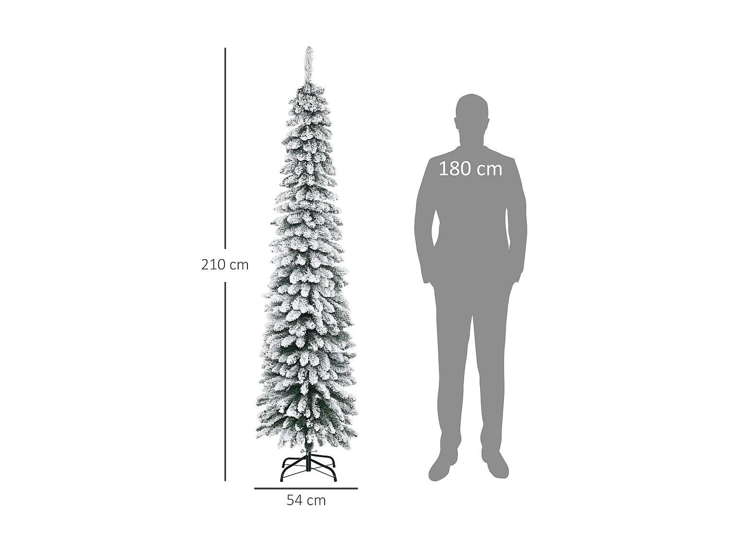 Albero di natale innevato a 3 sezioni con 490 rami 54x54x210 cm verde