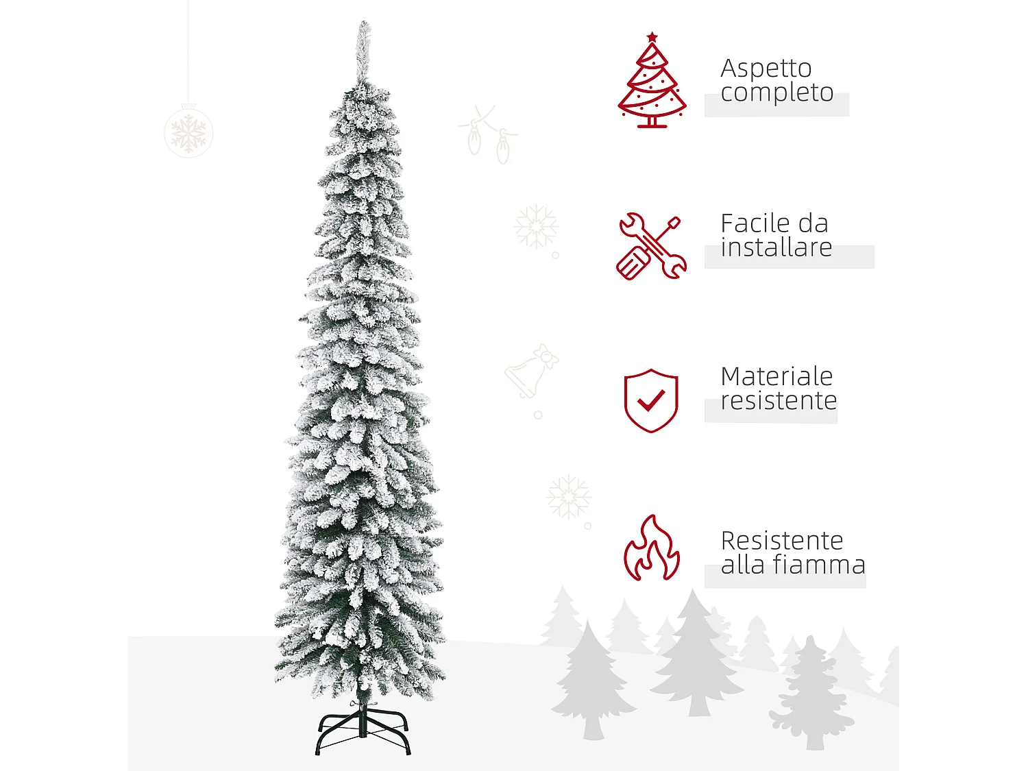 Albero di natale innevato a 3 sezioni con 490 rami 54x54x210 cm verde