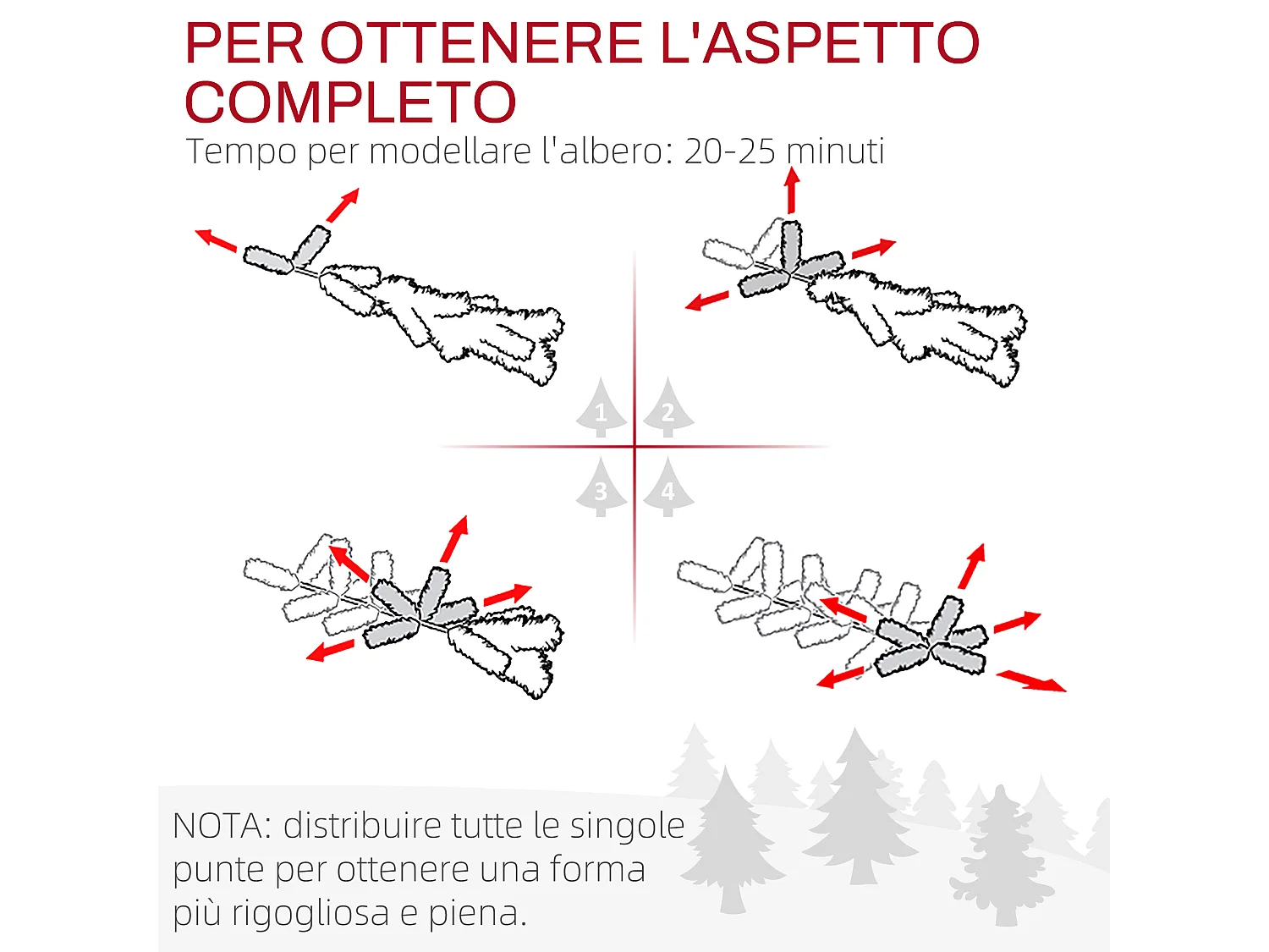 Albero di natale innevato a 3 sezioni con 490 rami 54x54x210 cm verde