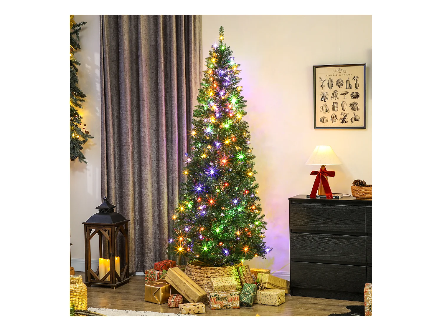 Albero di Natale alto 210 cm con 350 luci bianche e colorate