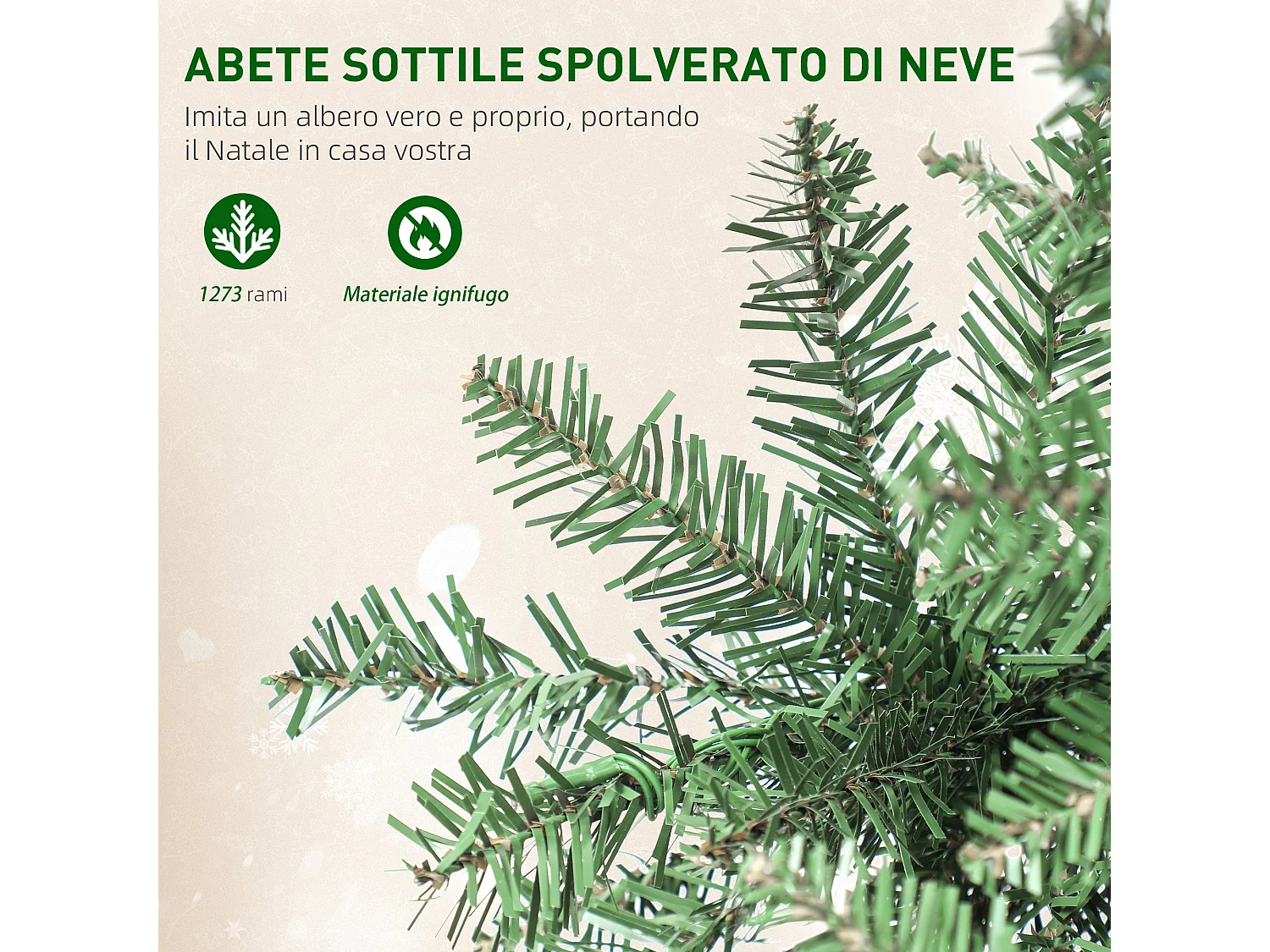 Albero di Natale alto 210 cm con 350 luci bianche e colorate