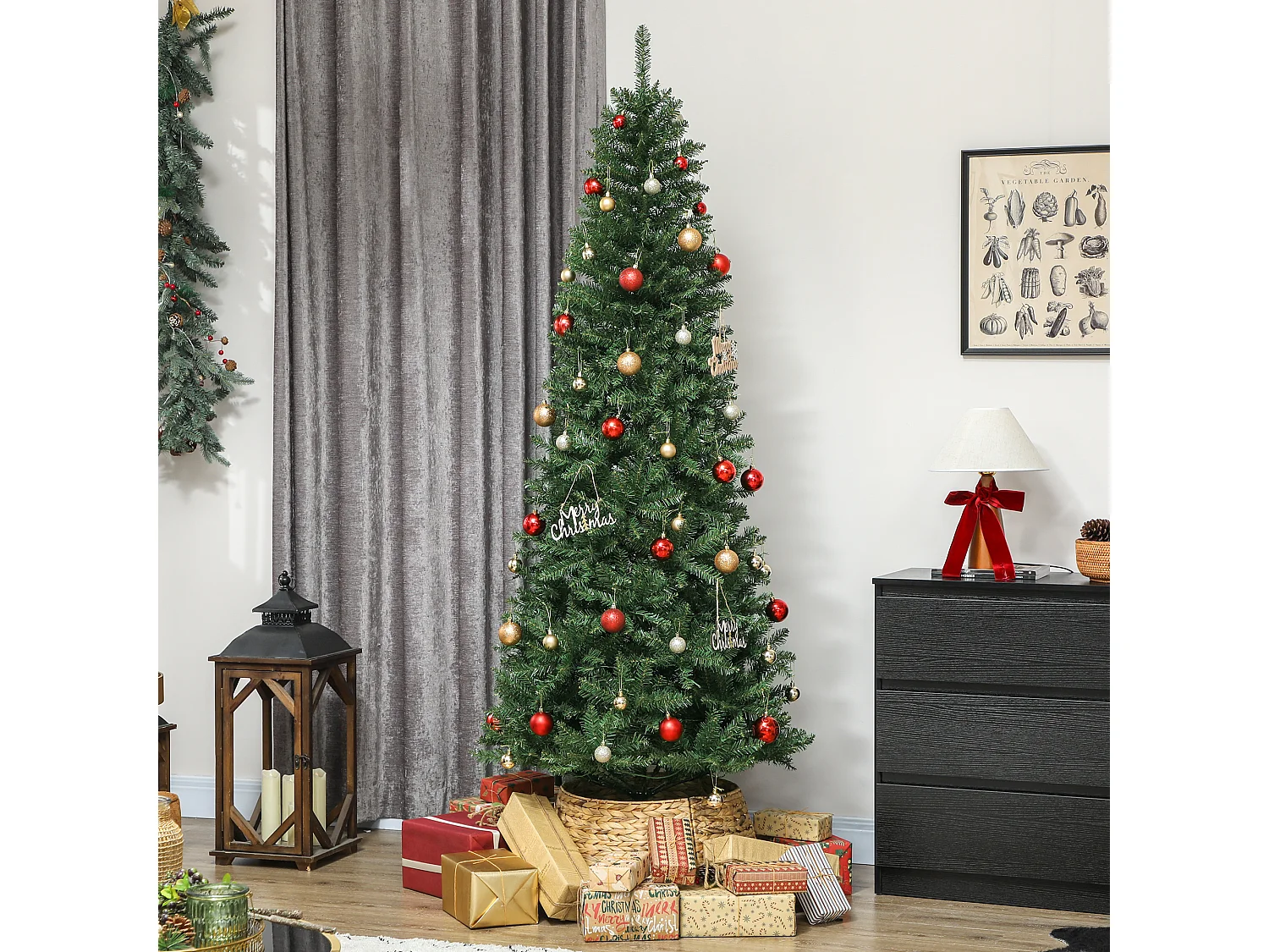 Albero di Natale alto 210 cm con 350 luci bianche e colorate