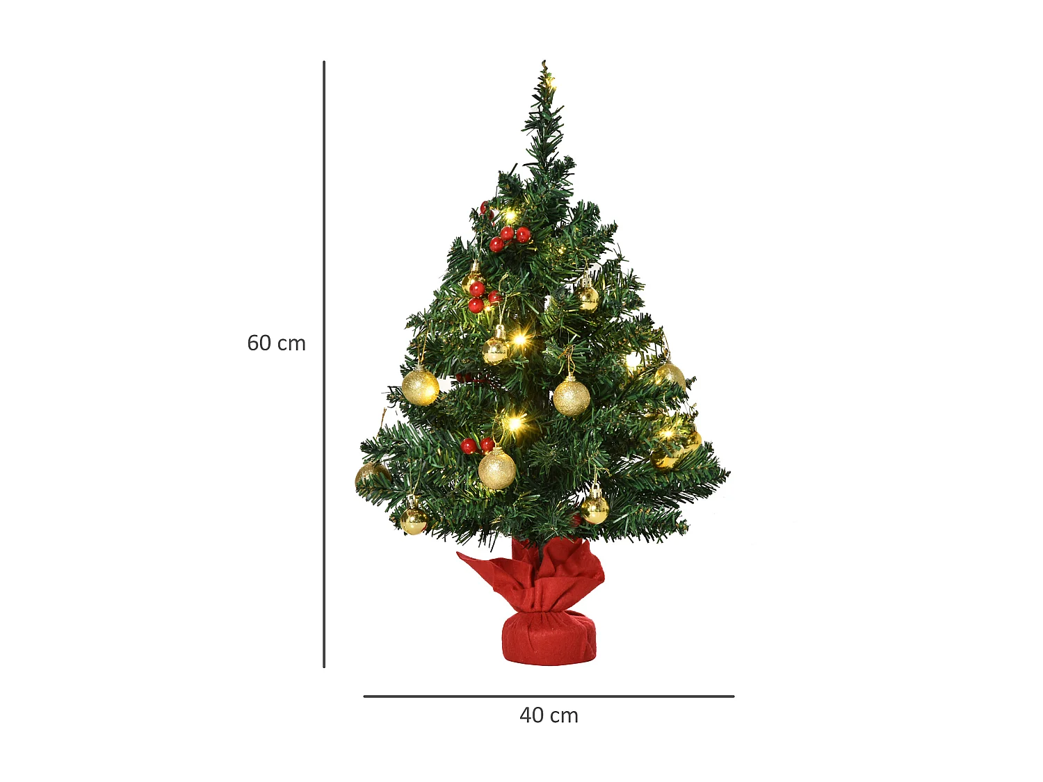 Albero di natale con led e rami in pvc multicolore