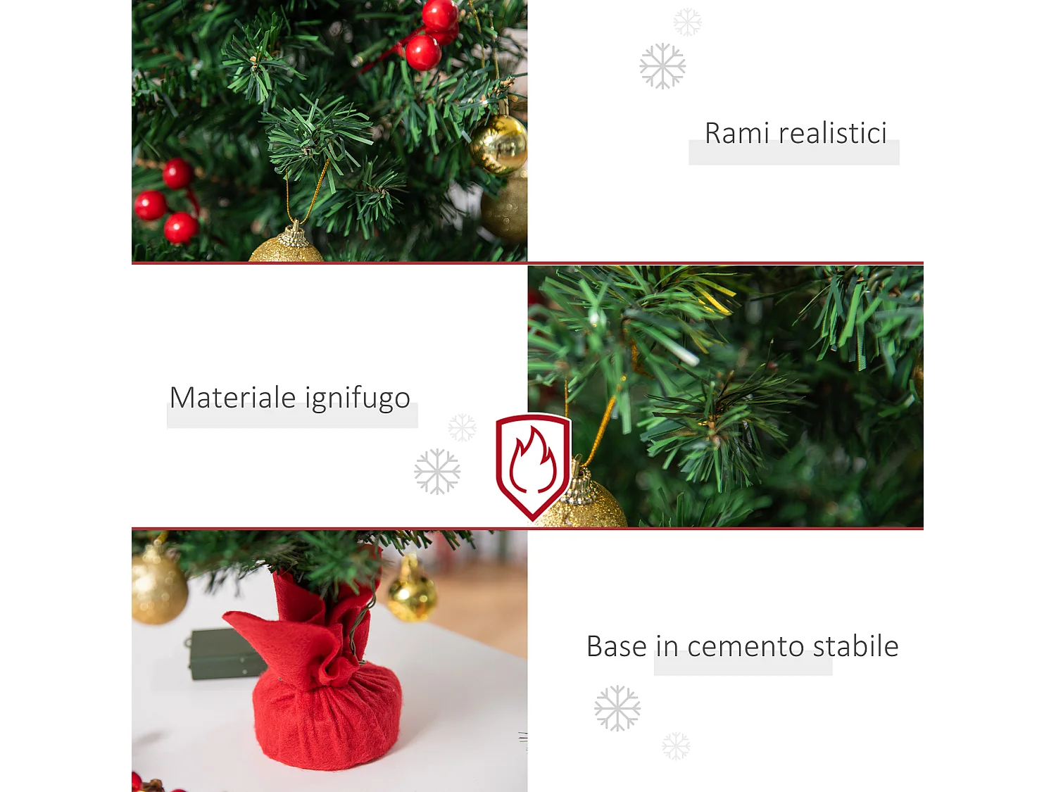 Albero di natale con led e rami in pvc multicolore