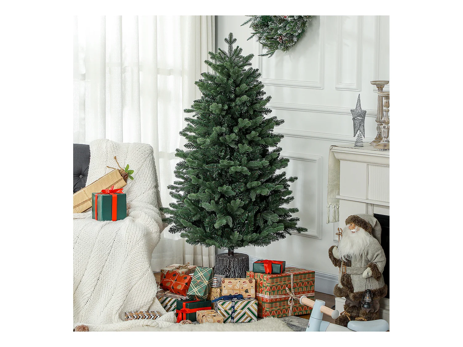 Albero di natale artificiale 150cm con 994 rami e base in resina